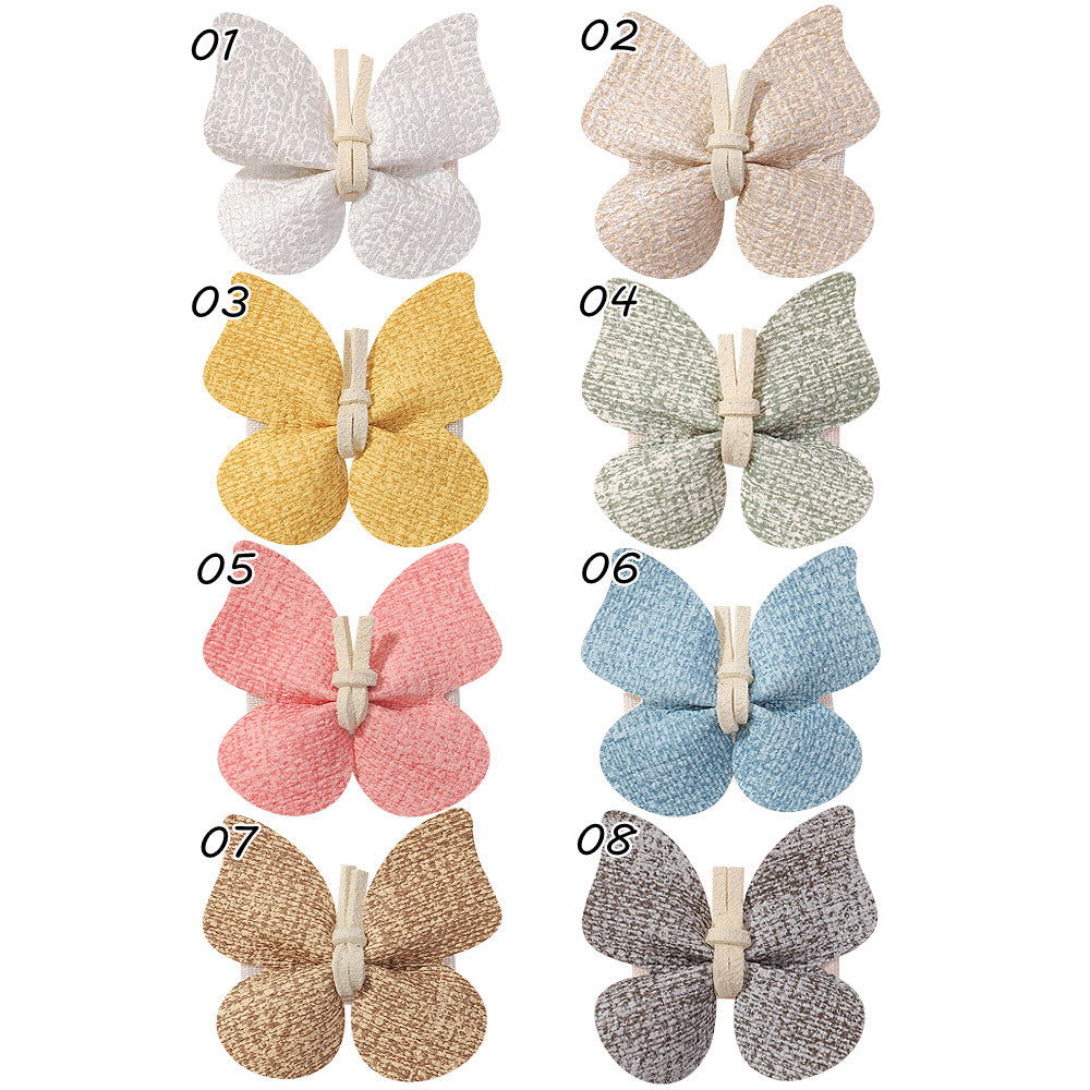 Wholesale PU Leather Handmade Butterfly Hairpin Retro